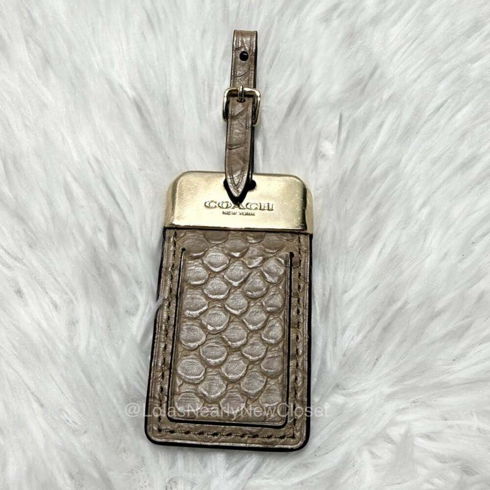 COACH Animal Print Leather Hangtag Bag Charm Luggage Tag Picture Charm